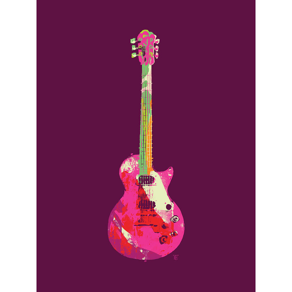 Vibrant Electric Guitar Art Print | Colorful Electric Guitar