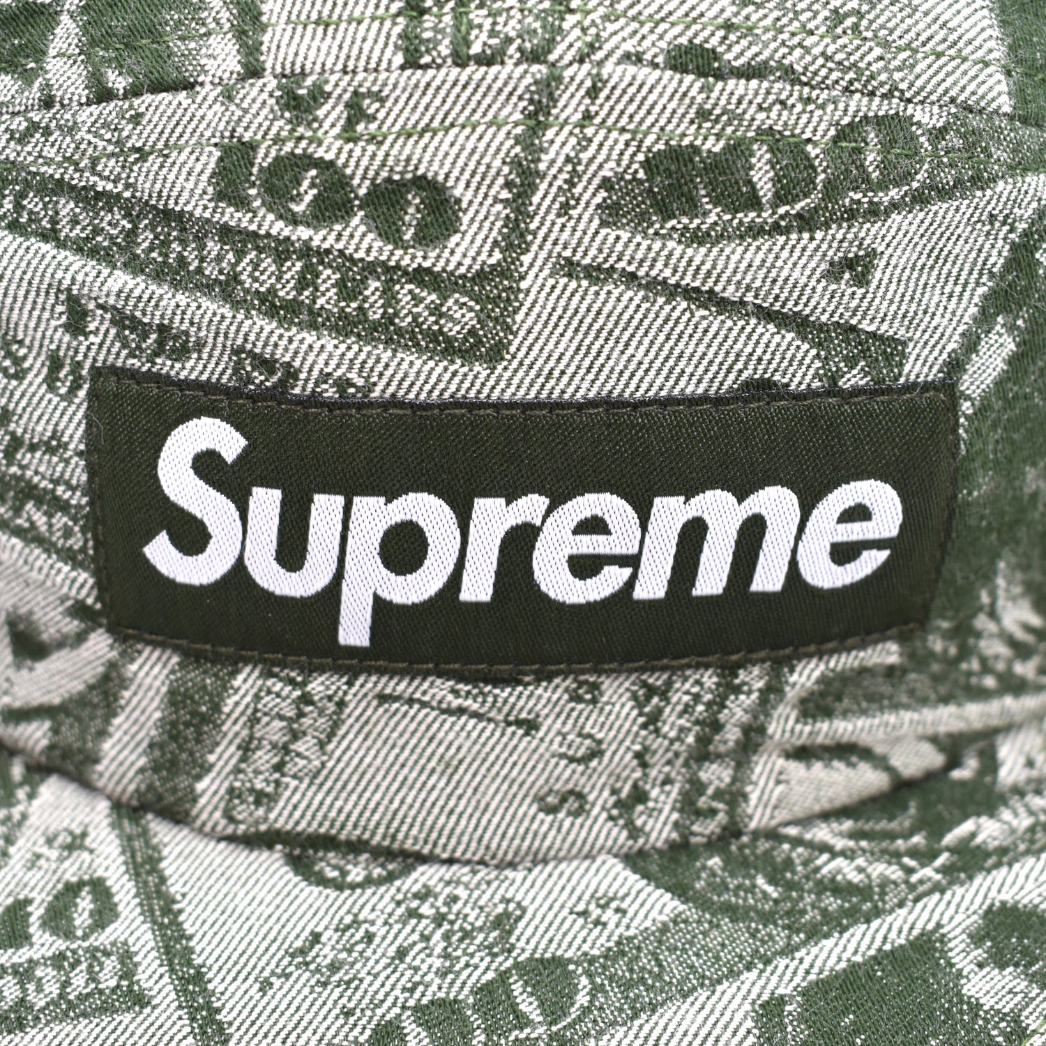 Supreme - Green Jacquard Woven 100 Dollar Bill Box Logo Camp Cap