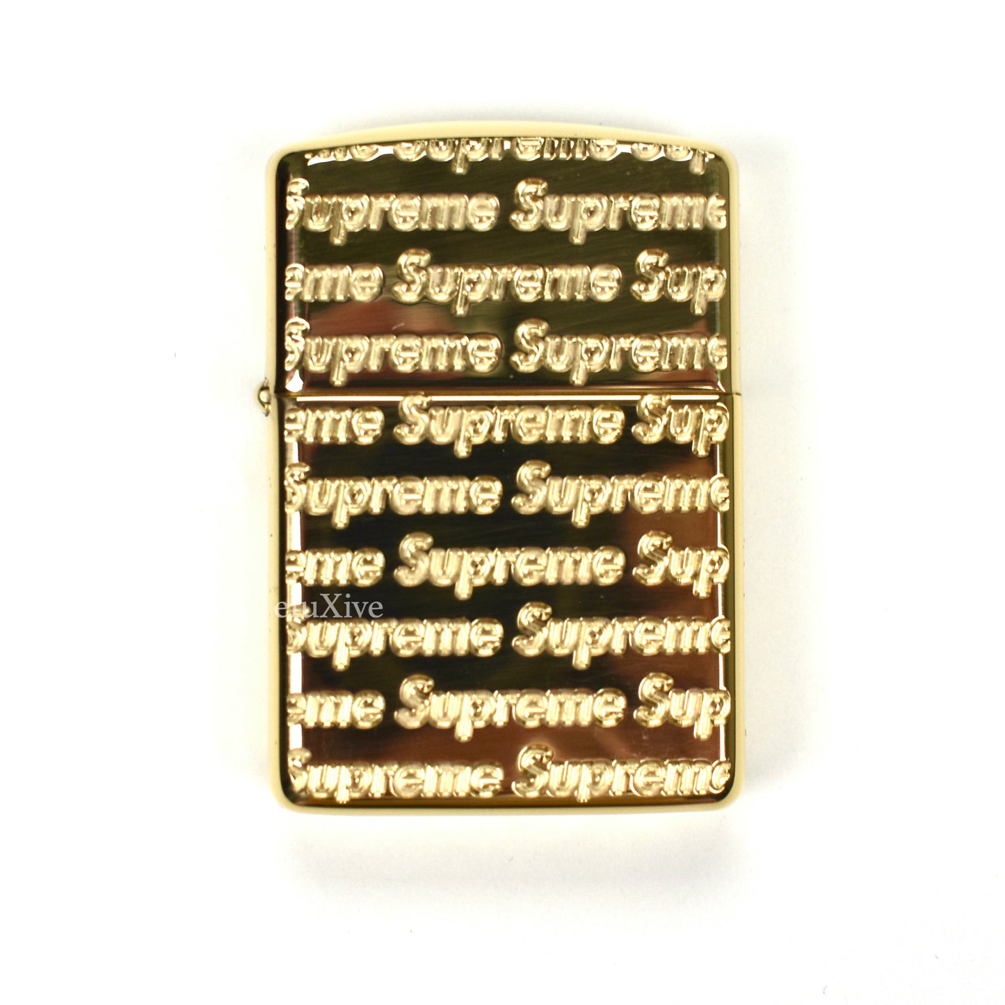 Supreme x Zippo - Gold Diamond Cut Red Box Logo Engraved Lighter