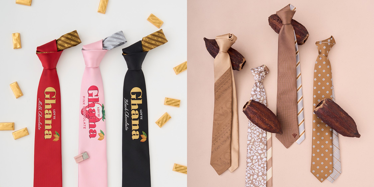 大切な人へ、チョコ柄のネクタイを♪「giraffe×ロッテ」コラボが今年も