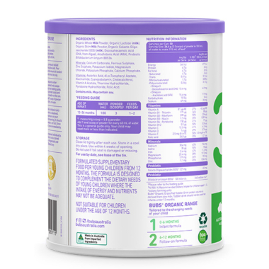 Bubs（バブズ）オーガニック フォローアップミルク ステップ3（1歳～3