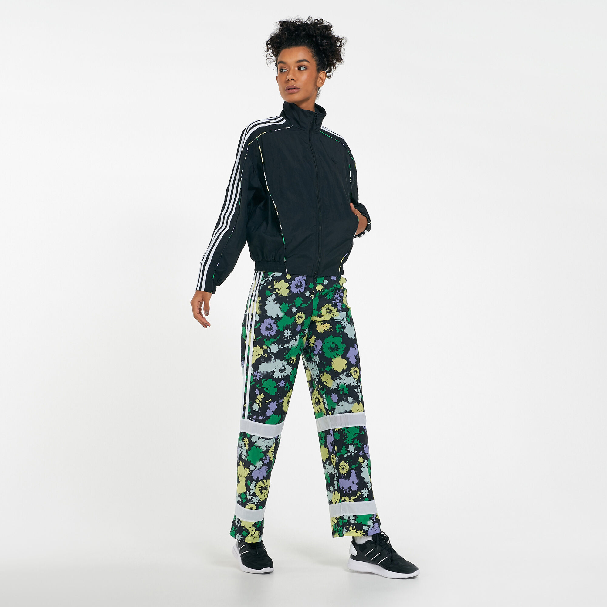 Women's Floral Piping Woven Track Jacket Black adidas in Qatar -SSS
