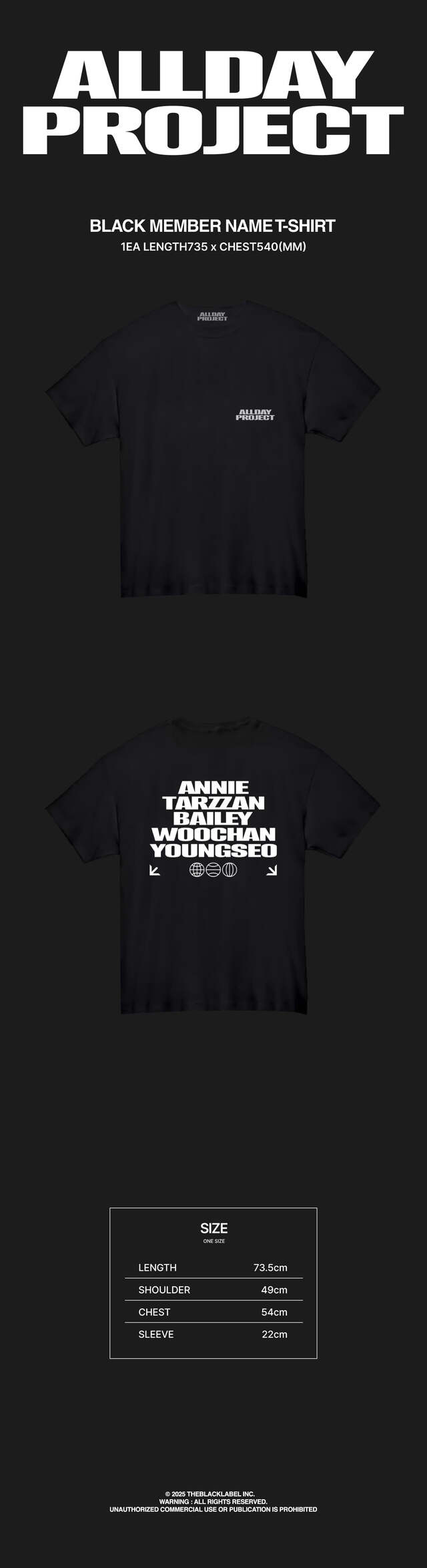 ALLDAY PROJECT BLACK MEMBER NAMES T-SHIRT - 'FAMOUS' OFFICIAL