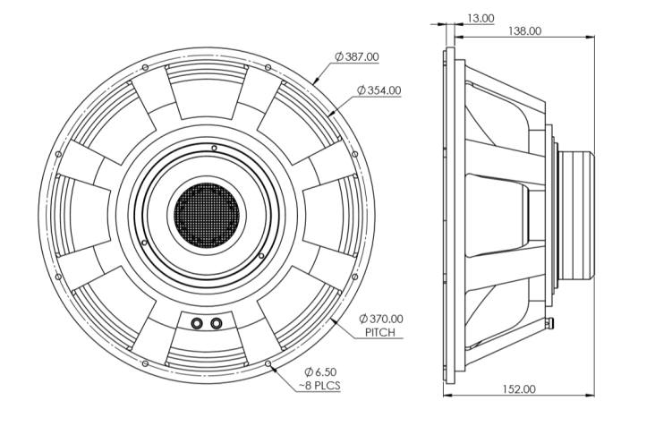 Speaker Radian 2216-Neo, 8 ohm, 16 inch