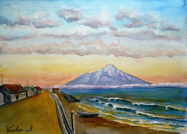 利尻富士夕暮れ」 by 齋藤義雄｜Artmeter｜暮らしを彩るアートが