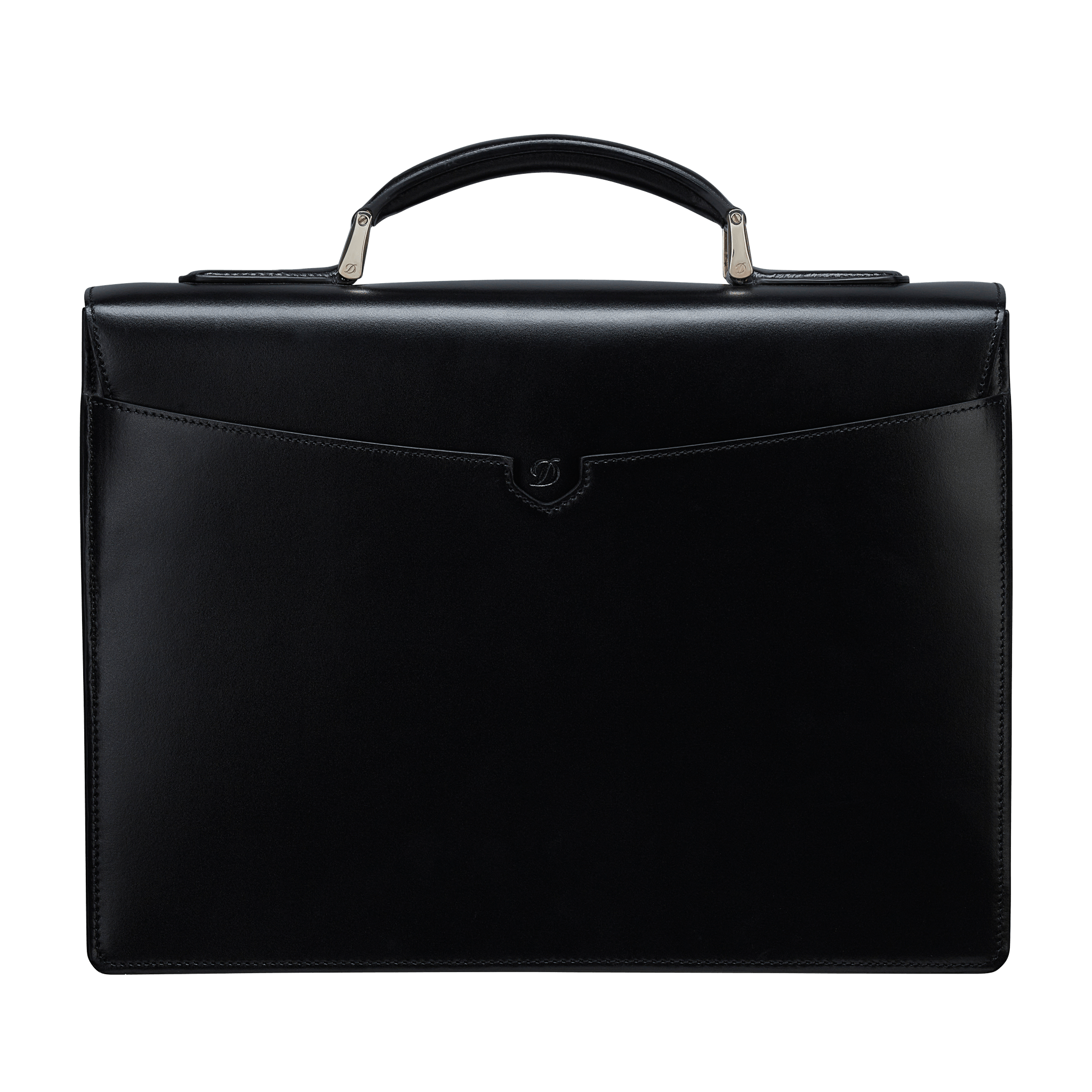 Line D single-gusset black smooth leather briefcase – Luxury