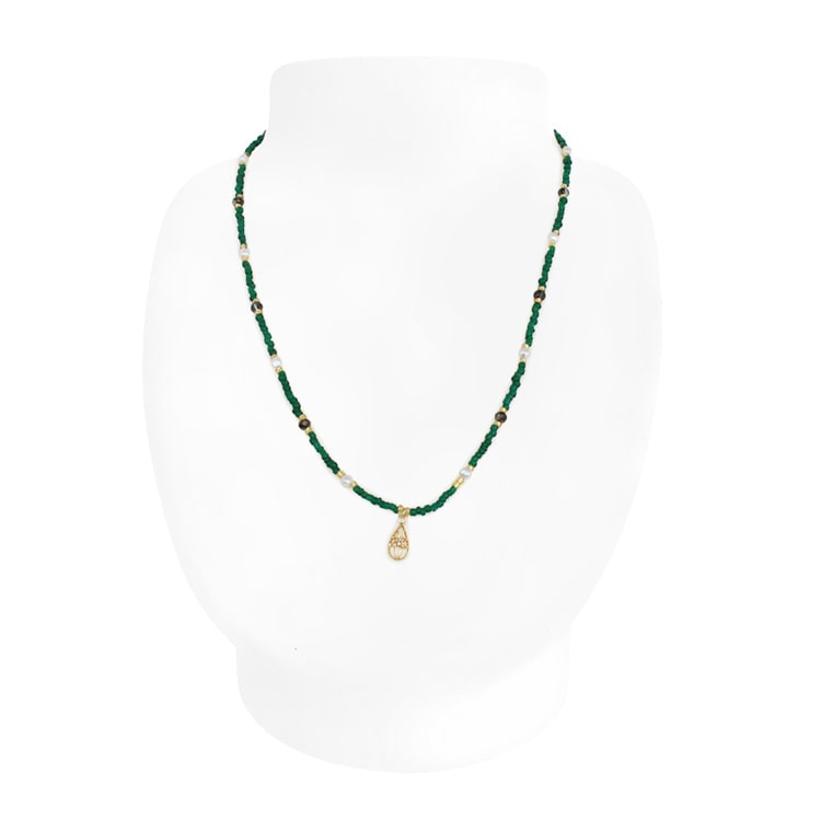 N-354) 透かしドロップチャーム付ビーズネックレス | ビーズ・パーツ