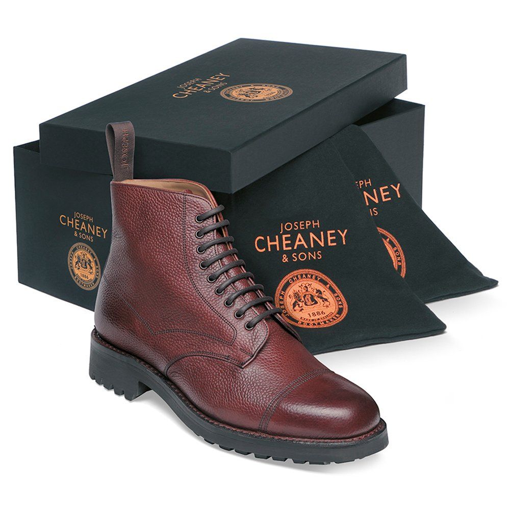 Joseph Cheaney Pennine II R Country Derby Boot In Burgundy Grain