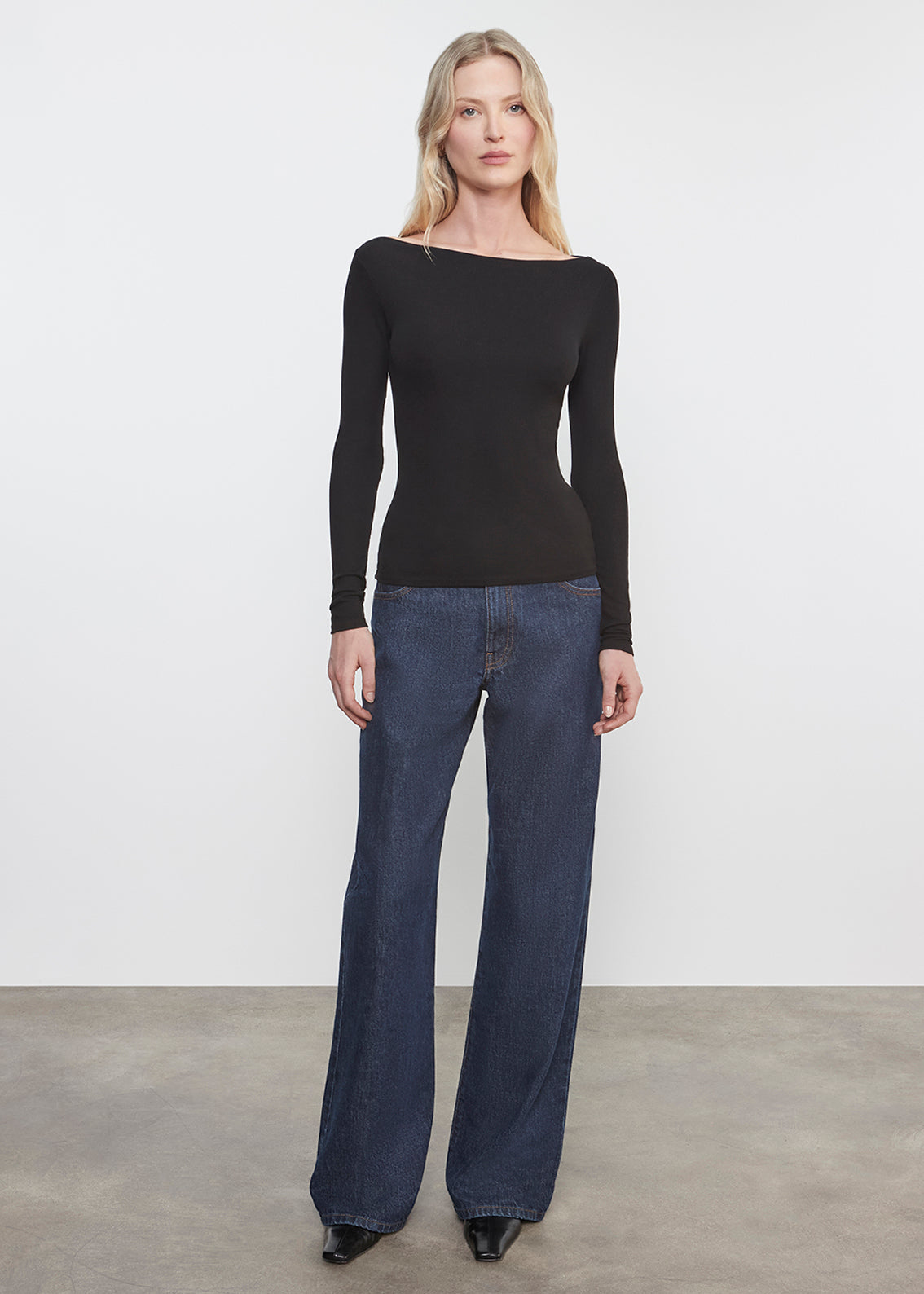 Silk Rib Boatneck Top | Black – Enza Costa