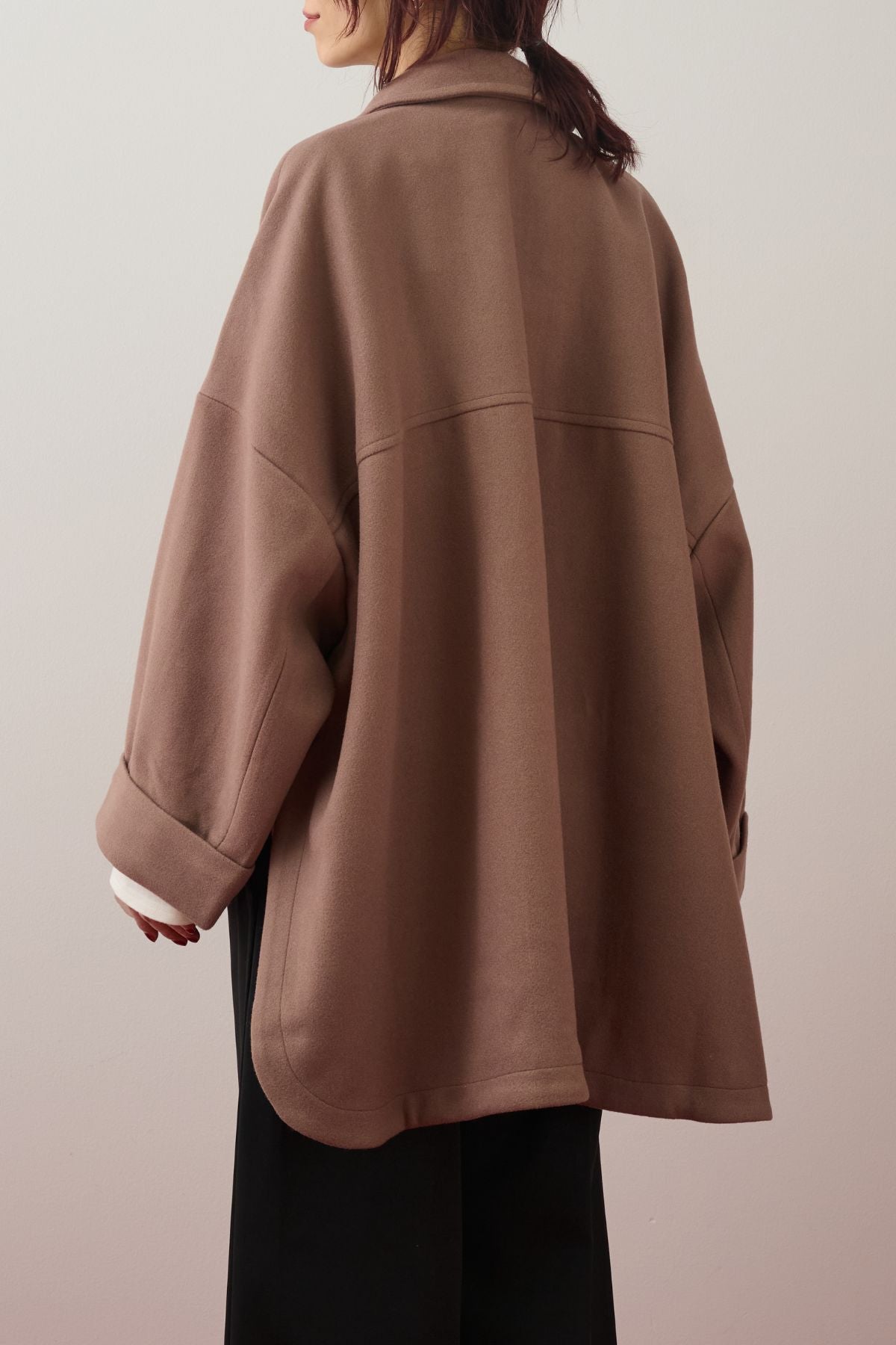ウールライクメルトンポンチョコート/ブラウン – ESICA
