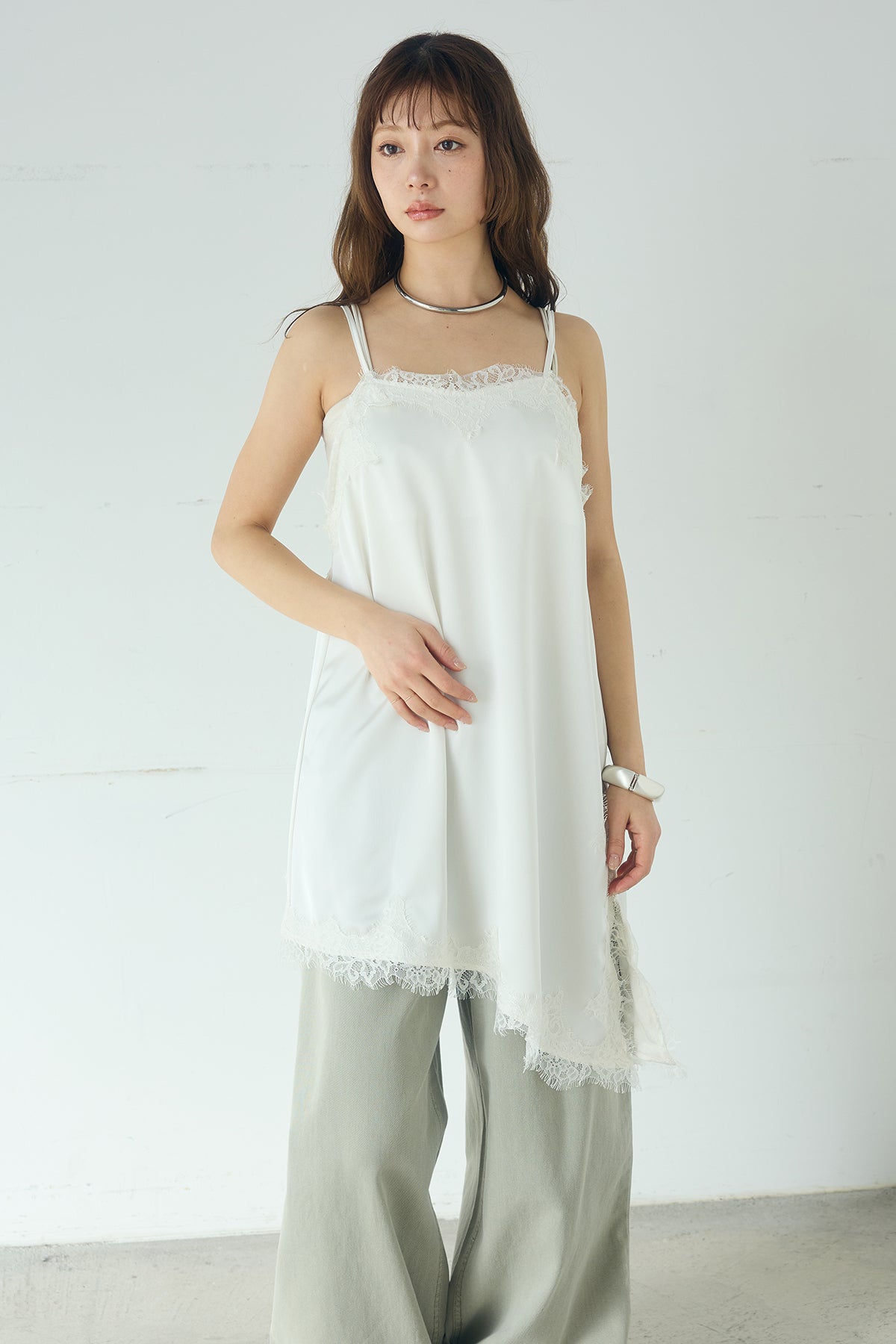 サテンレースアシメキャミ – ESICA