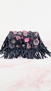 Coach 1941 Dinky With Wild Tea Roses & Fringe in Black & Pink