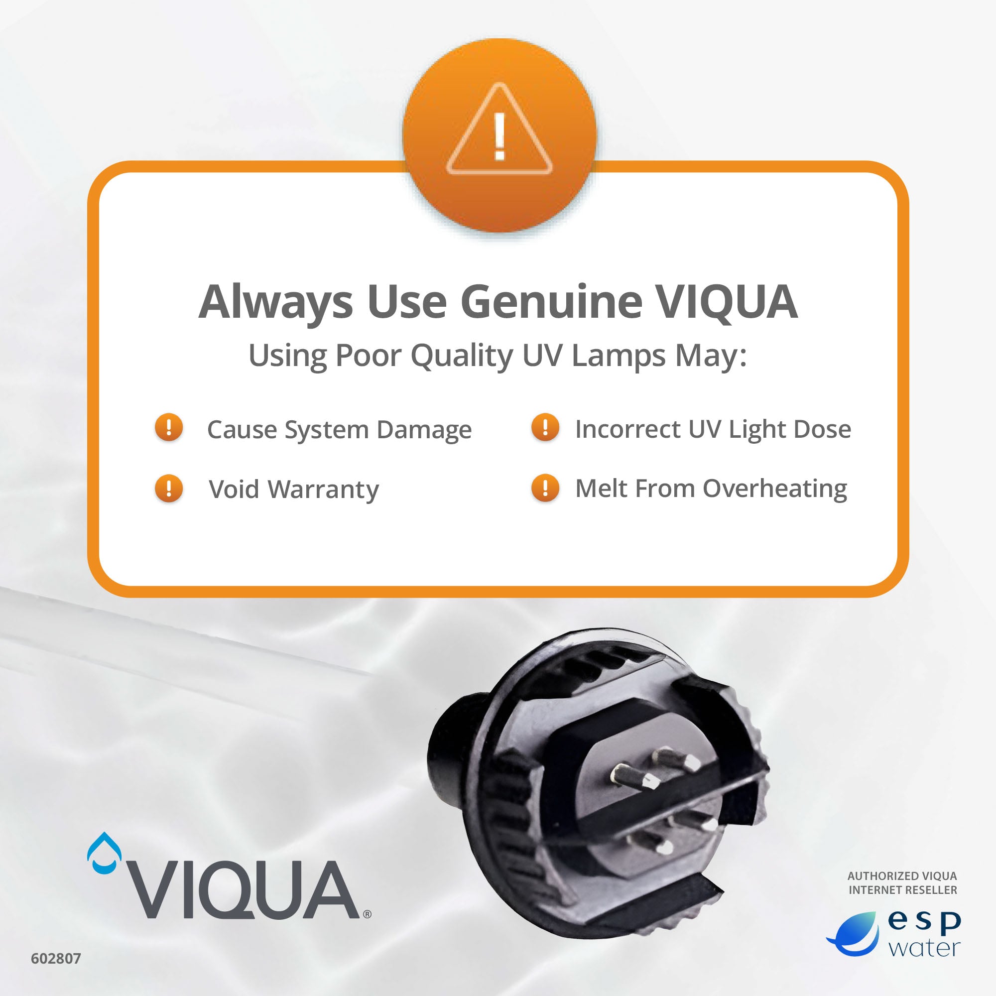 VIQUA 602807 UV Lamp for F4, F4+, F4-V, PRO15 UV Systems – ESP Water