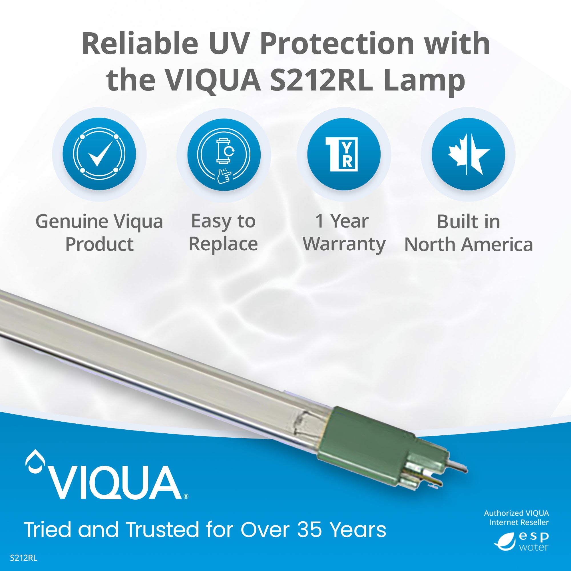 UV System Replacement: VIQUA S212RL UV Lamp for VT1, SC1 & SQ-PA