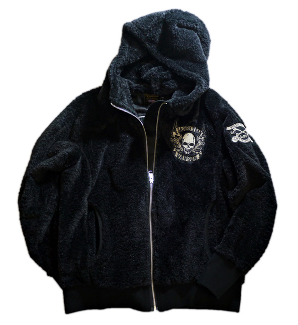 VANSON スカル刺繍 ボア パーカー