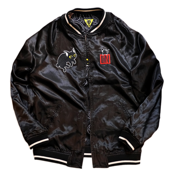 LIN (リン） [ Lamy and Earl ] 猫戯れ 刺繍 リバーシブルスカジャン