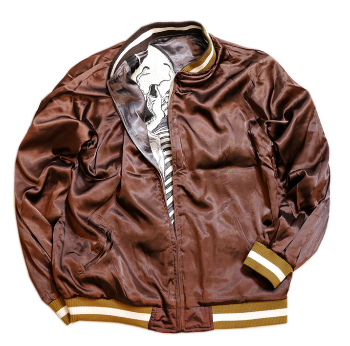 花旅楽団 [ 抱き着き髑髏 ] 刺繍 リバーシブルスカジャン SKJ-008 新色