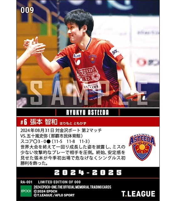 エポック社の公式オンラインショップです。【張本智和】今季初出場で