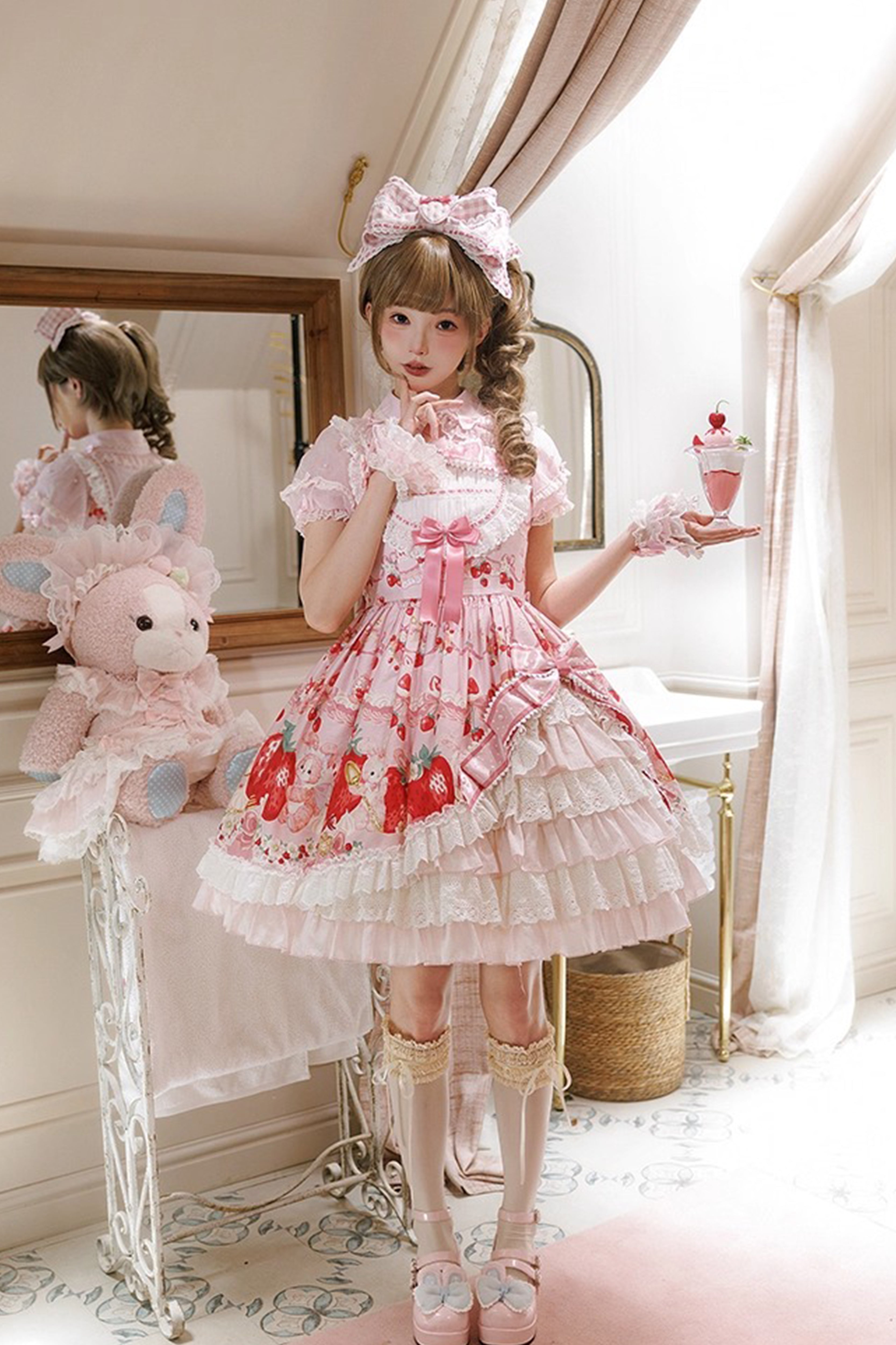 Emily Emily Temple cute ジャンパースカート ワンピース ピンク