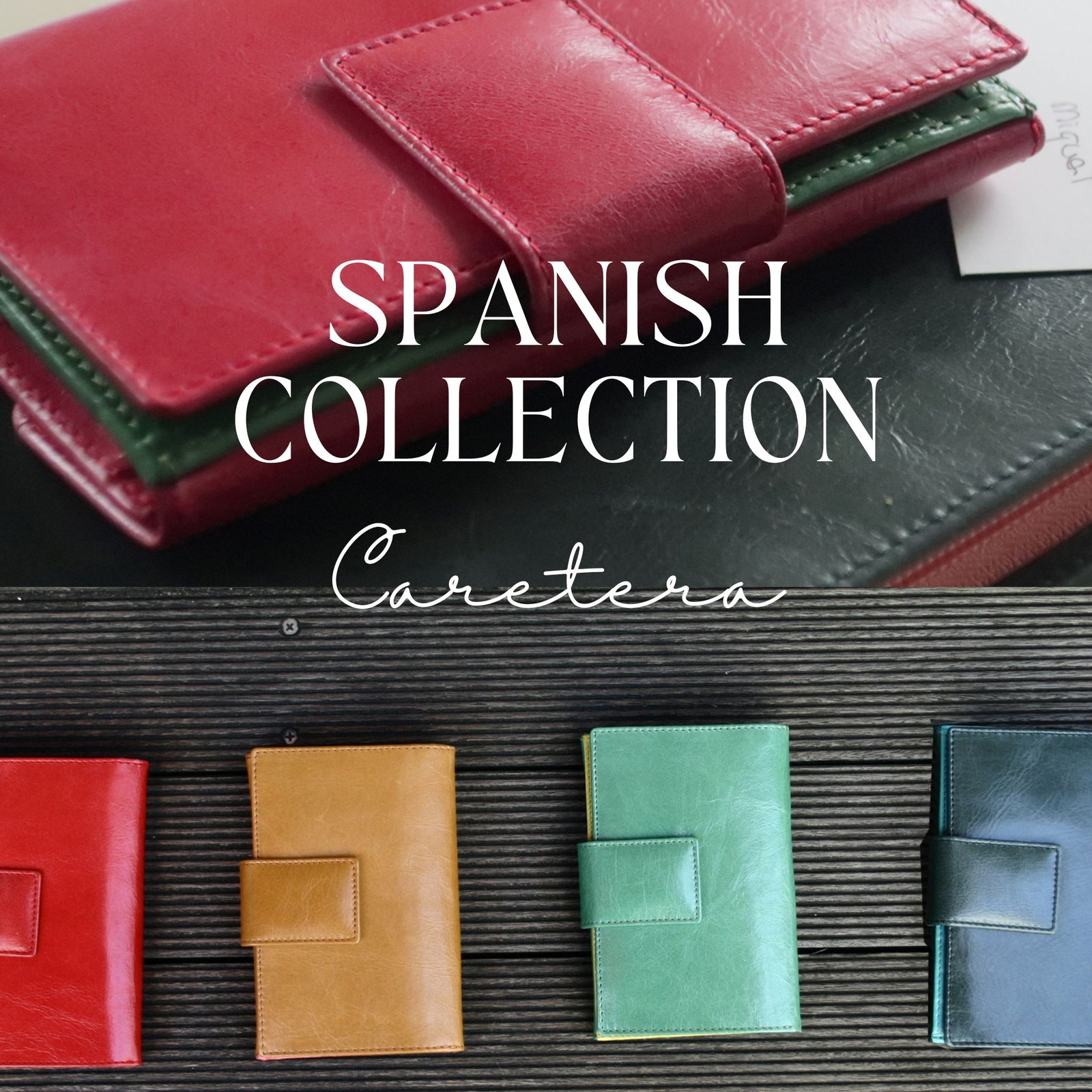 二つ折り財布 カルテラ Cartera （クリムソンレッド・ピスタチオ