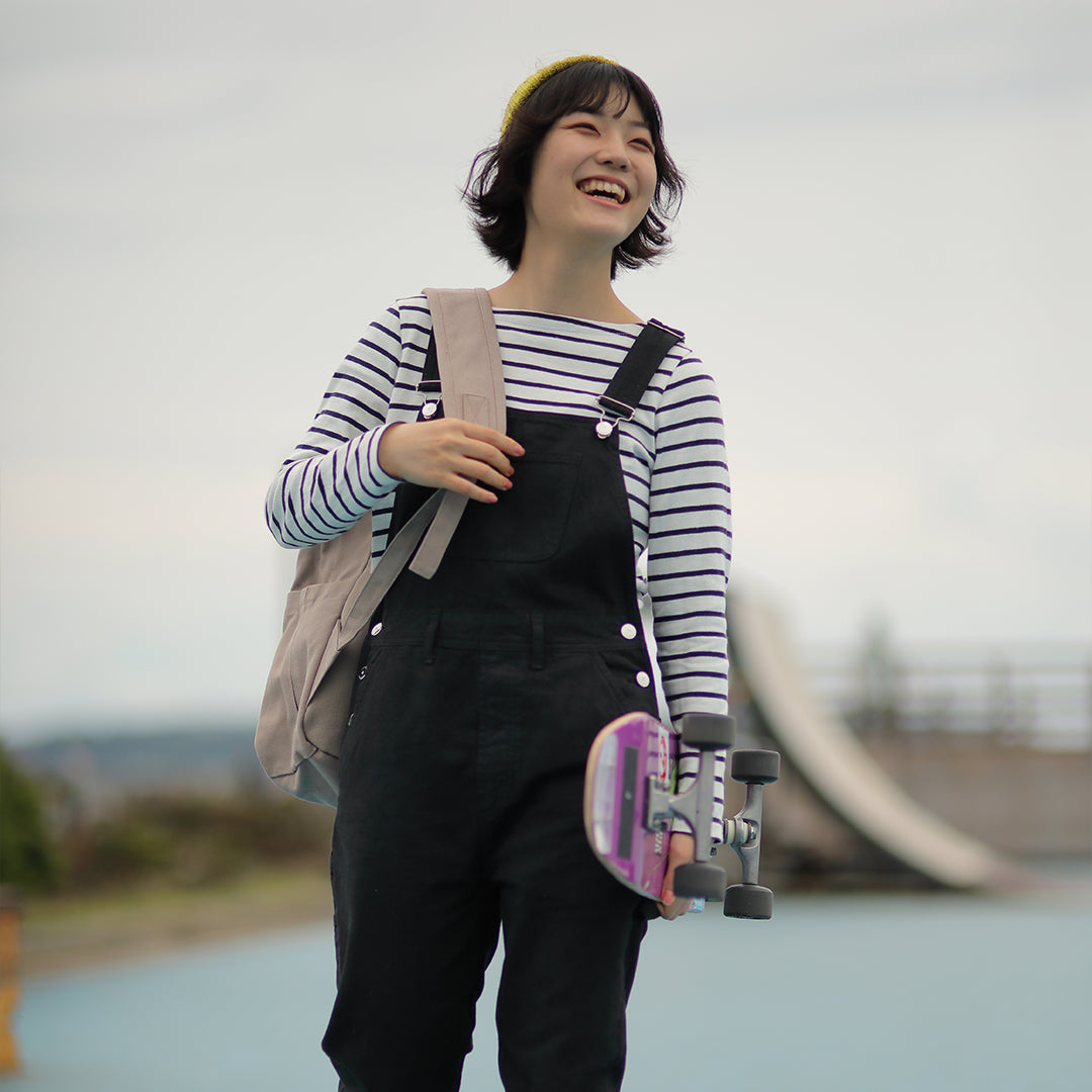 Jenn' リサイクル,オーガニックコットン使用 オーバーオール (黒