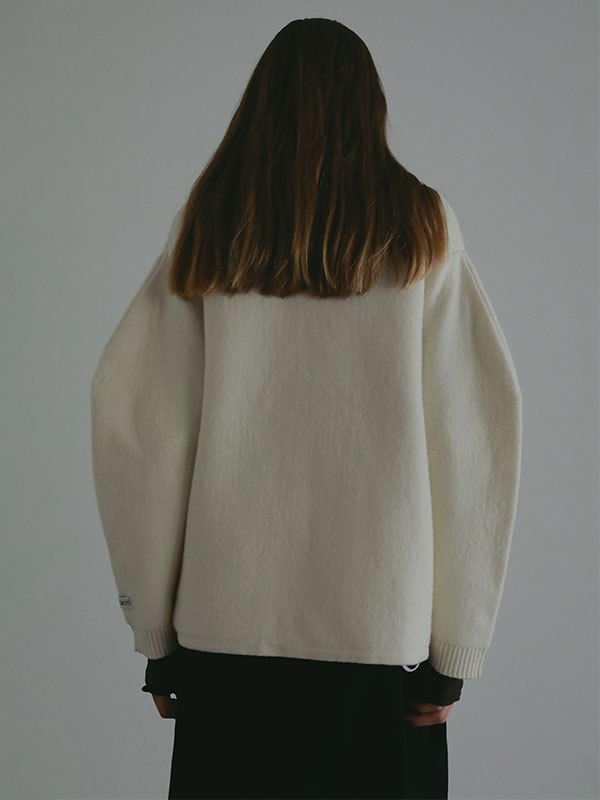 ダブルフェイスフロントファスナーニットプルオーバー(F OFF WHITE