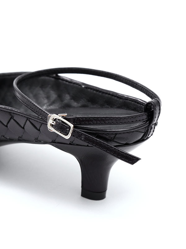 ナローストラップレザーメッシュミュール(36 OFF WHITE): シューズ