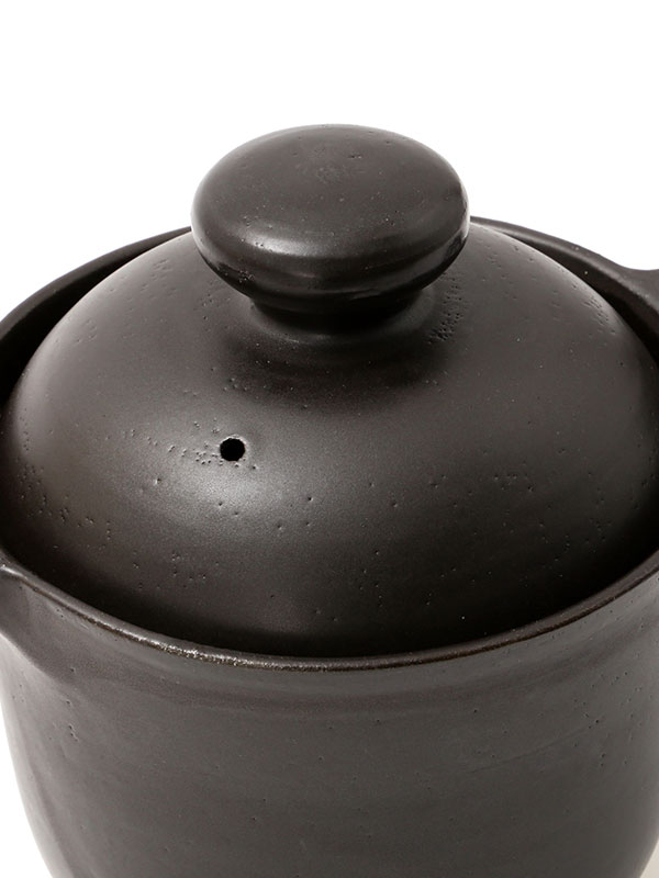 峡月陶苑 黒釉土鍋 33cm ジェイピリオド 取手もいい土鍋 黒釉/木つまみ