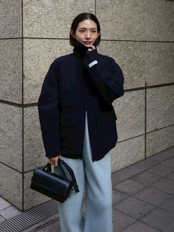 ダブルフェイスフロントファスナーニットプルオーバー(F OFF WHITE