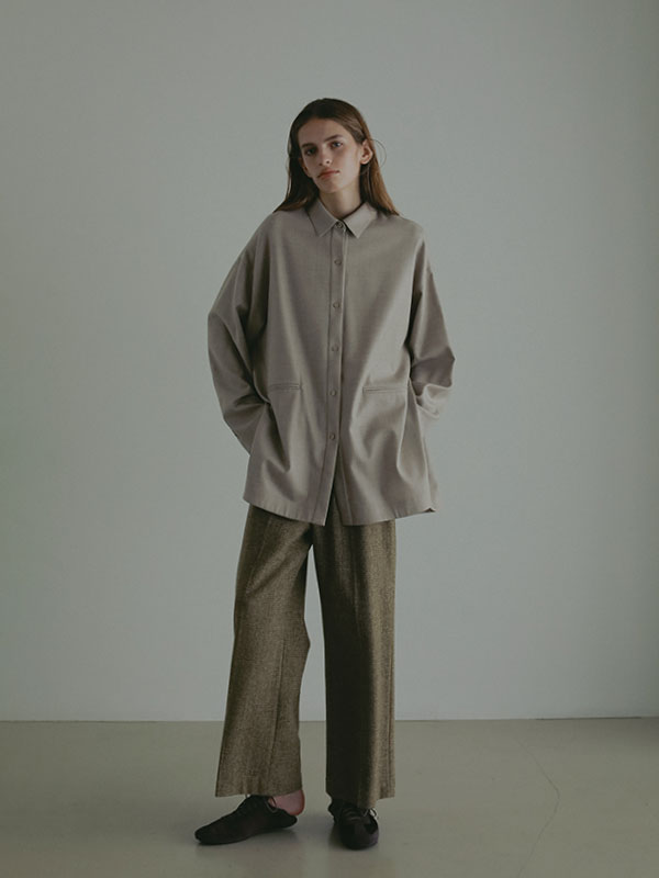 ハイカウントフラノオーバーサイズシャツ(F GREIGE): トップス │ ETRE