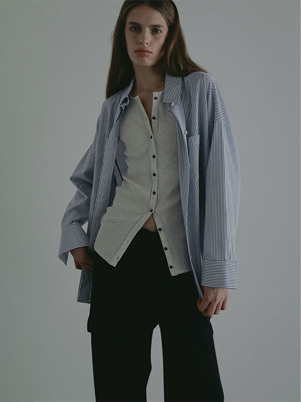 サイドスリットストライプシャツ(F NAVY): トップス │ ETRE TOKYO