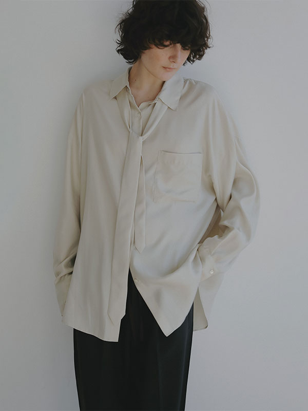 キュプラネクタイオーバーサイズシャツ(F BLUE): トップス │ ETRE