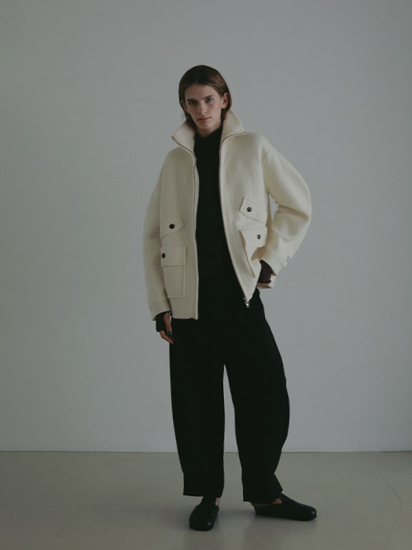 ダブルフェイスフロントファスナーニットプルオーバー(F OFF WHITE