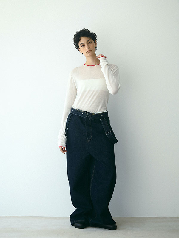 EDWIN×ETRE TOKYO 2wayハイライズサスデニムパンツ(S BLUE): ボトムス