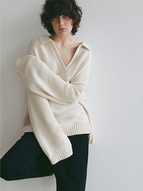 オーバーサイズスキッパーニットプルオーバー(F IVORY): トップス