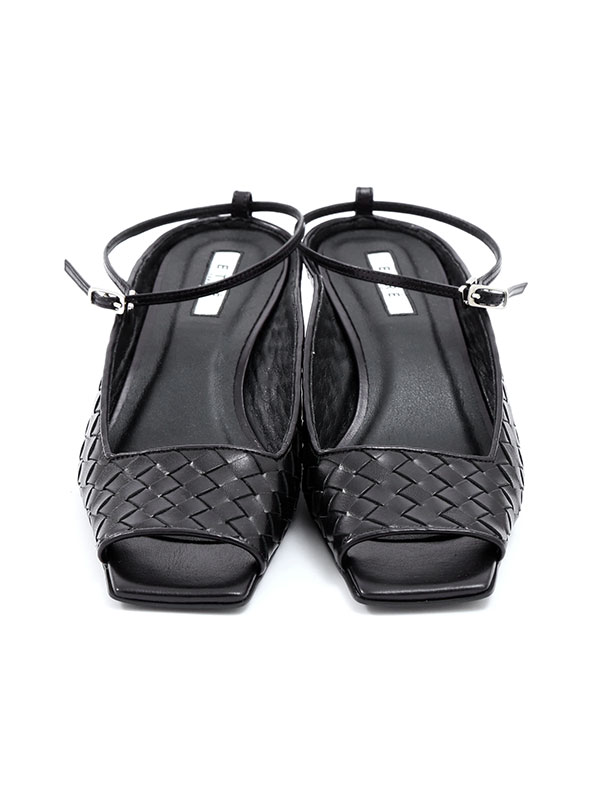 ナローストラップレザーメッシュミュール(36 OFF WHITE): シューズ