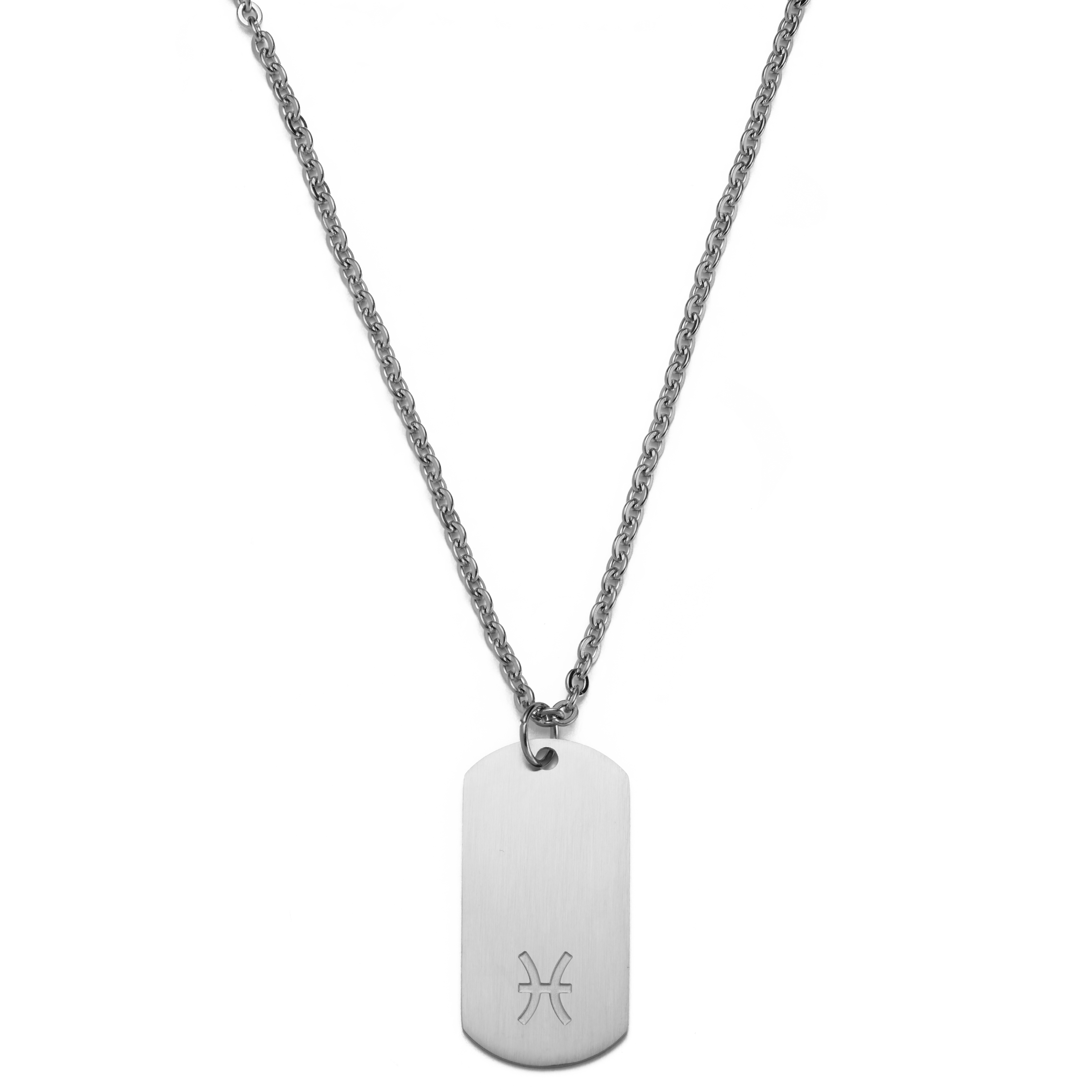 Zodiac | Silver-Tone Stainless Steel Gemini Star Sign Dog Tag