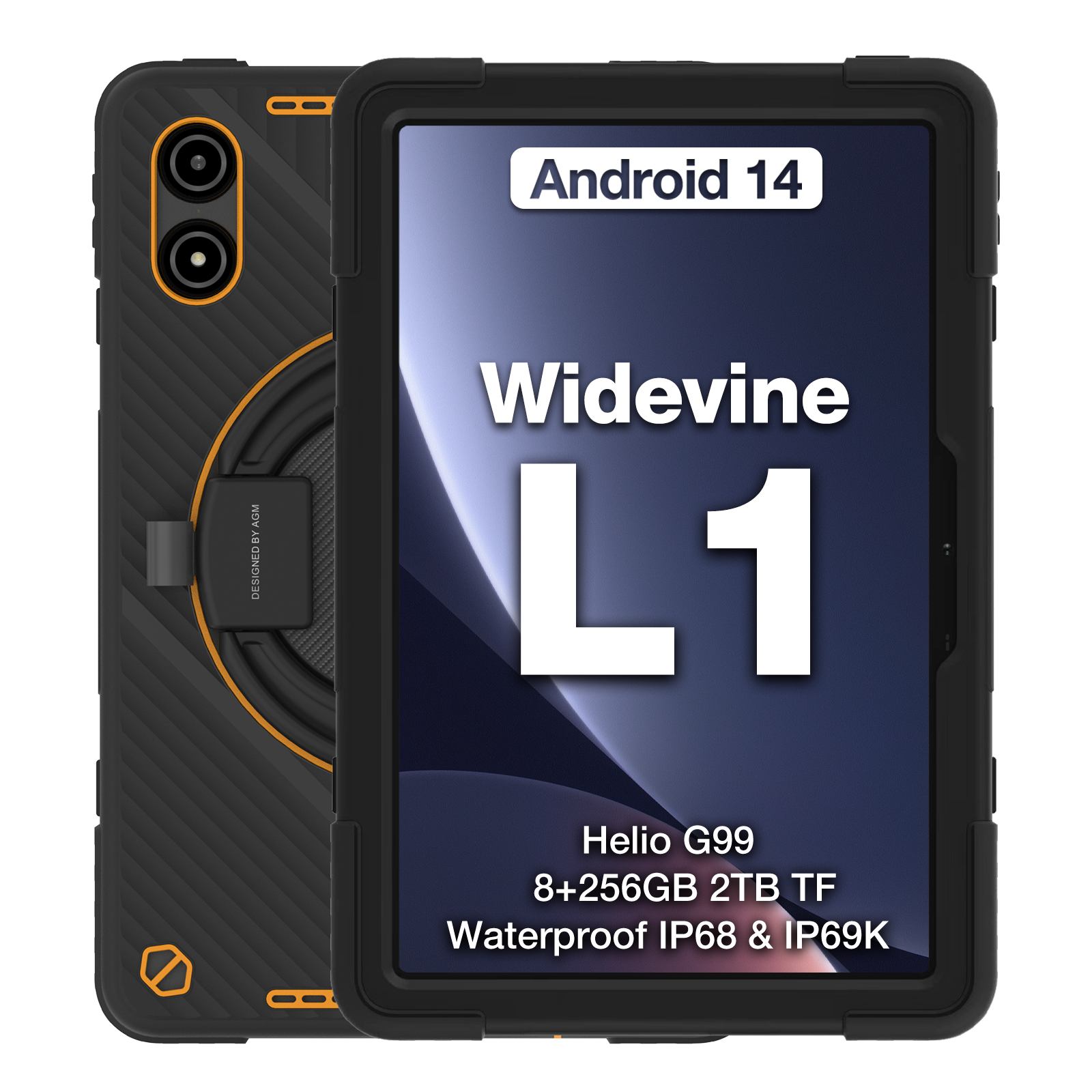 AGM PAD P2 Active | 4G LTE | Rugged | Removable Case | Widevine L1