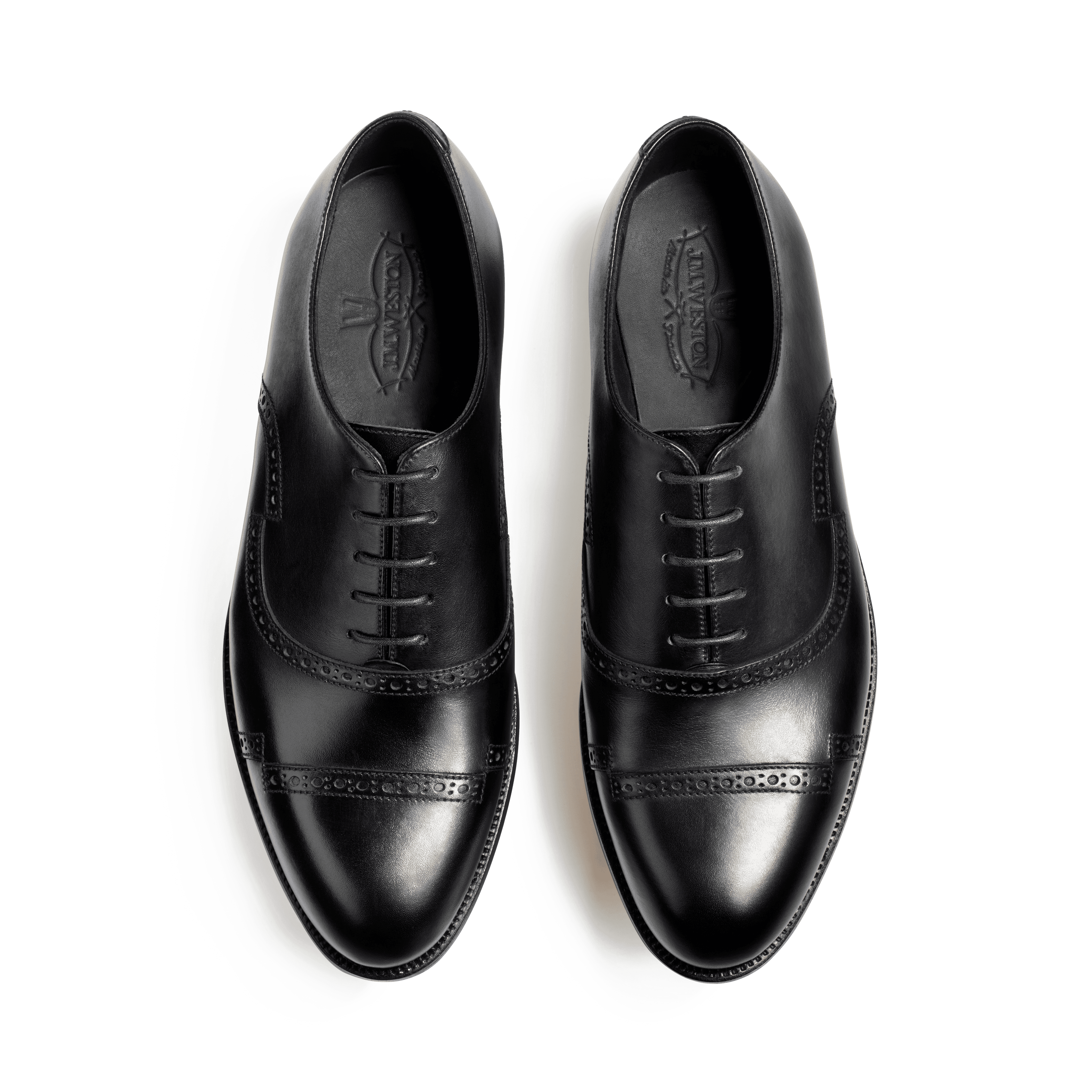 Men'sRaphael Cap Toe Oxford Shoe With Perforations Black Leather