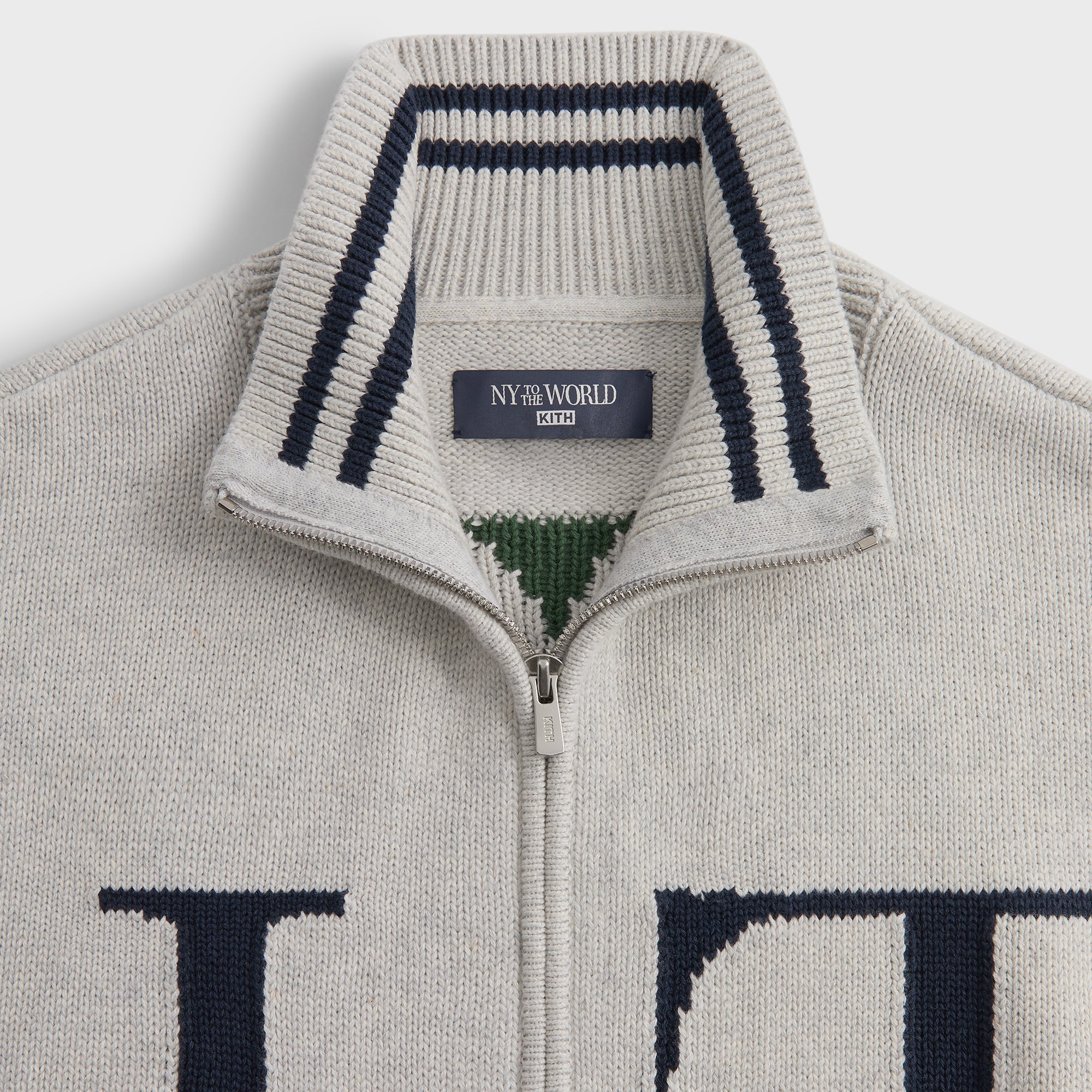 Kith Big Letter New York Wyona Full Zip Sweater - Light Heather