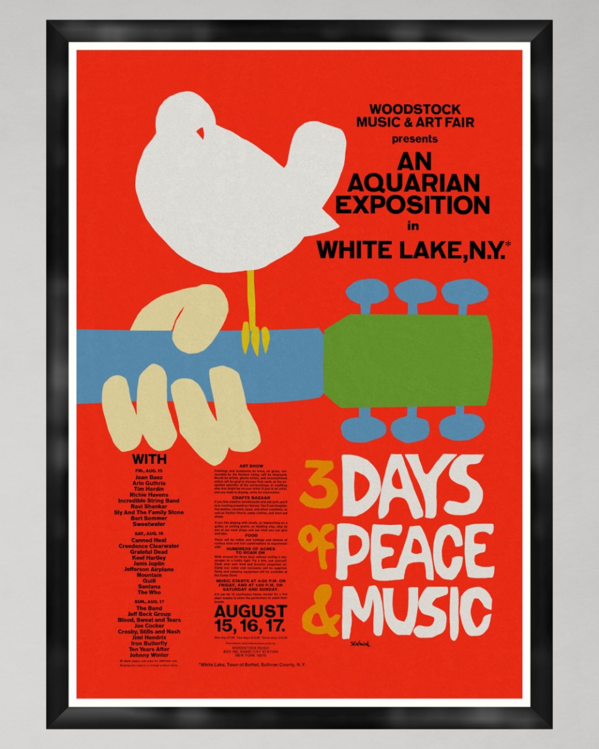 WOODSTOCK '69 Poster Framed Art MINDTHEGAP Red CONTEMPORARY