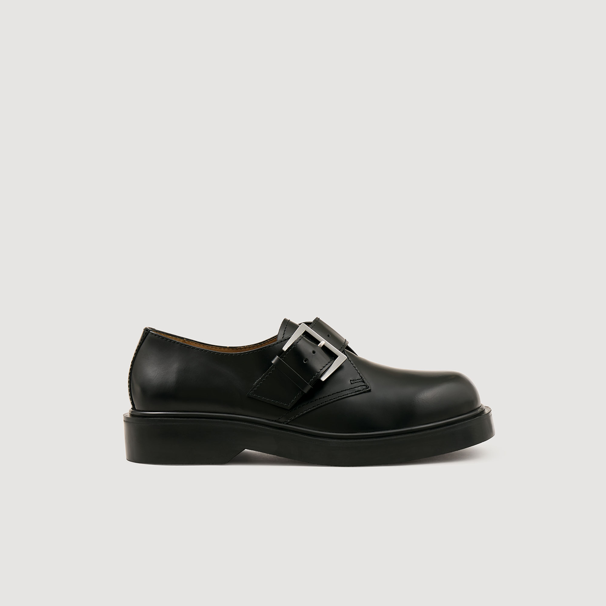 Glazed leather derbies black / gray for Men | Sandro Paris