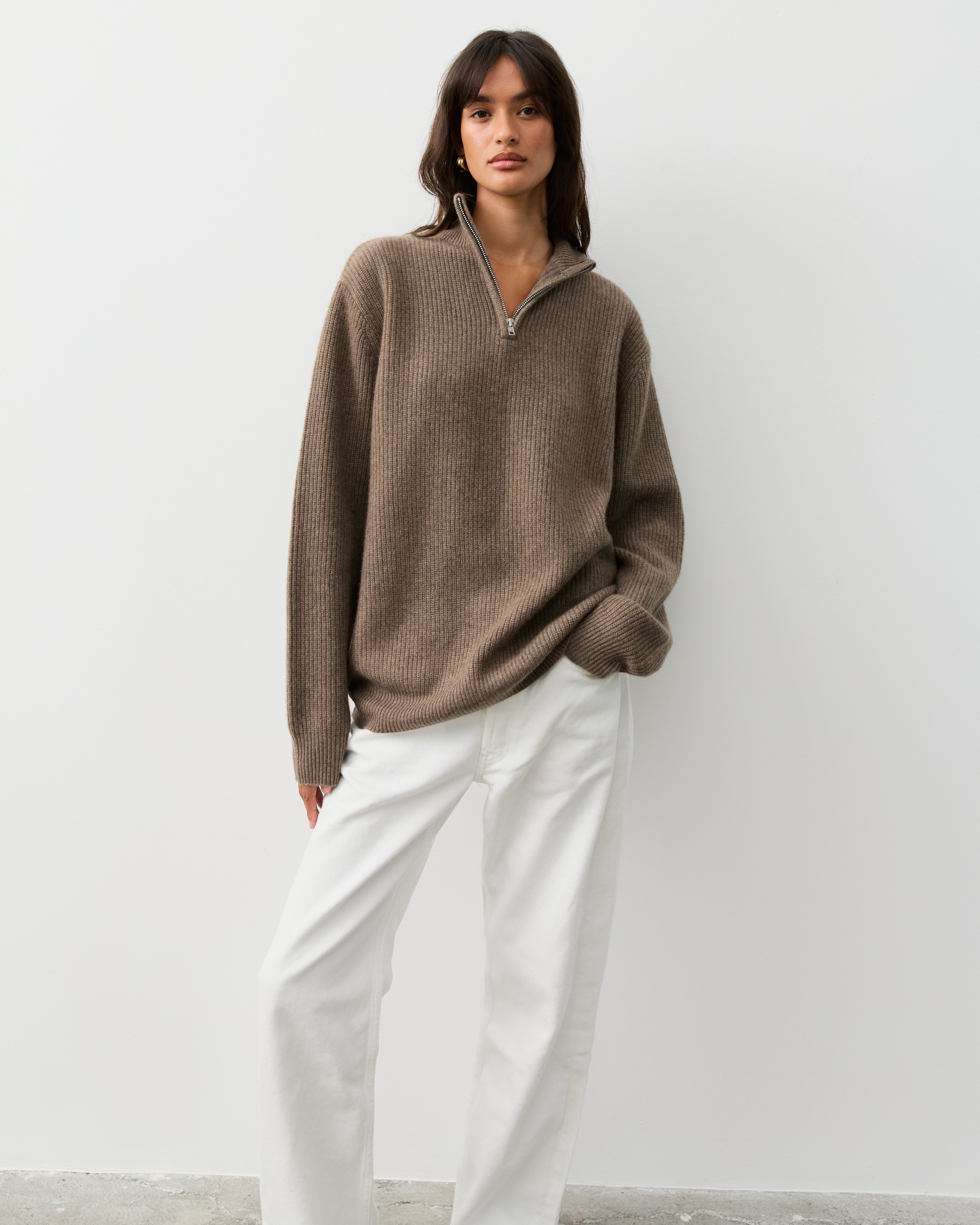 THE FISHERMAN ZIP SWEATER - BRACKEN – THE CURATED