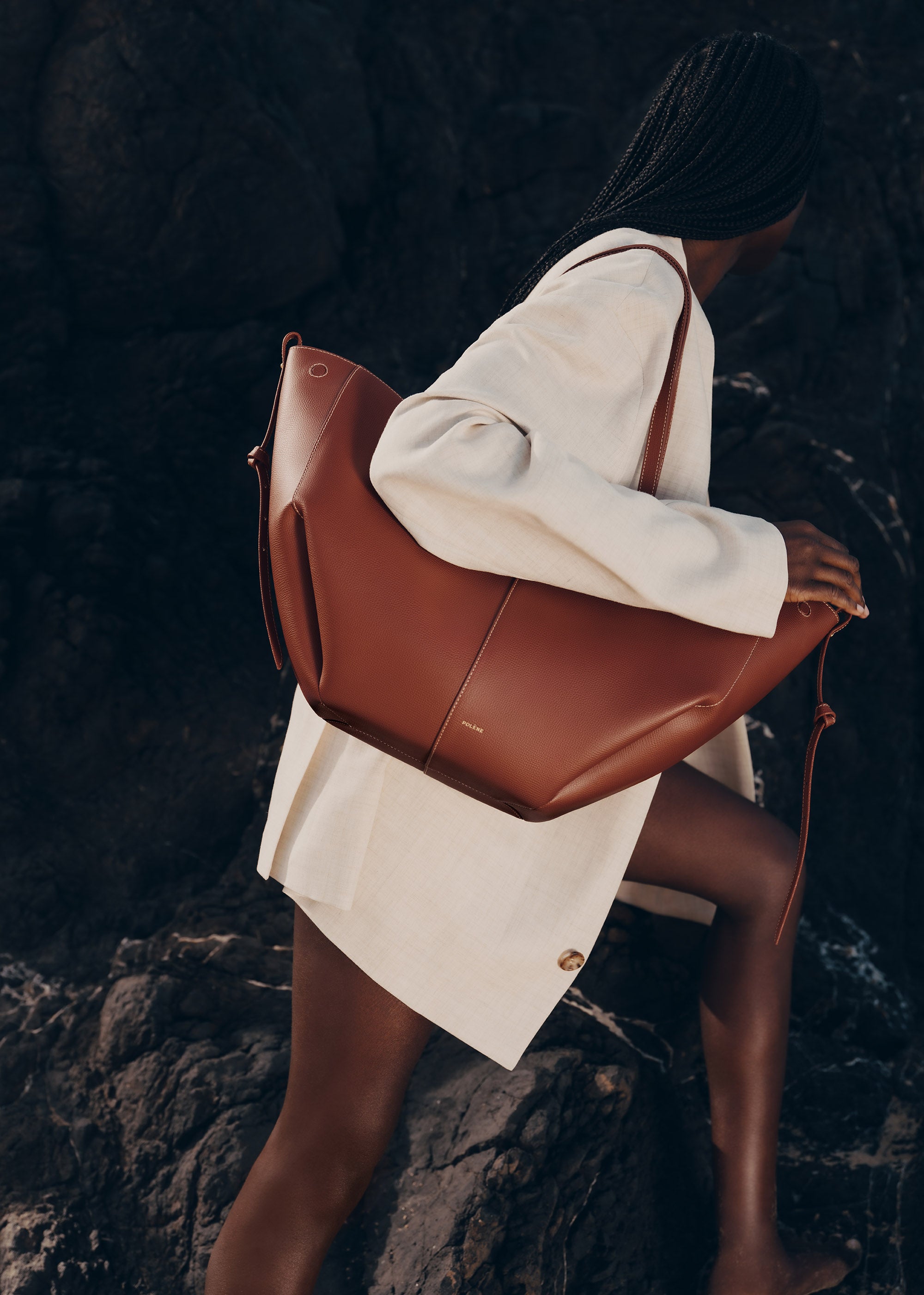 Polène | Bag - Cyme - Textured Cognac – Polène EU