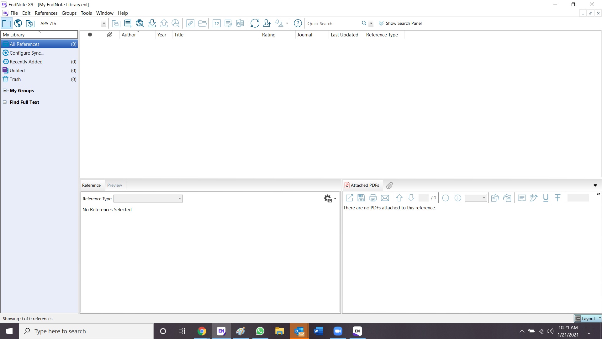 Restore Customize Layout in Endnote 20 - EndNote Product