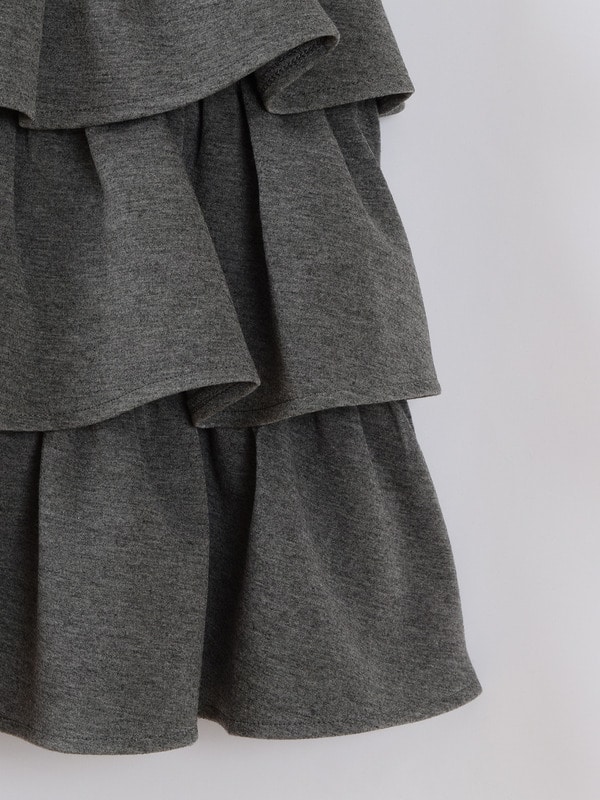 evelyn♡プリーツティアードミニOP ワンピース チャコール グレー