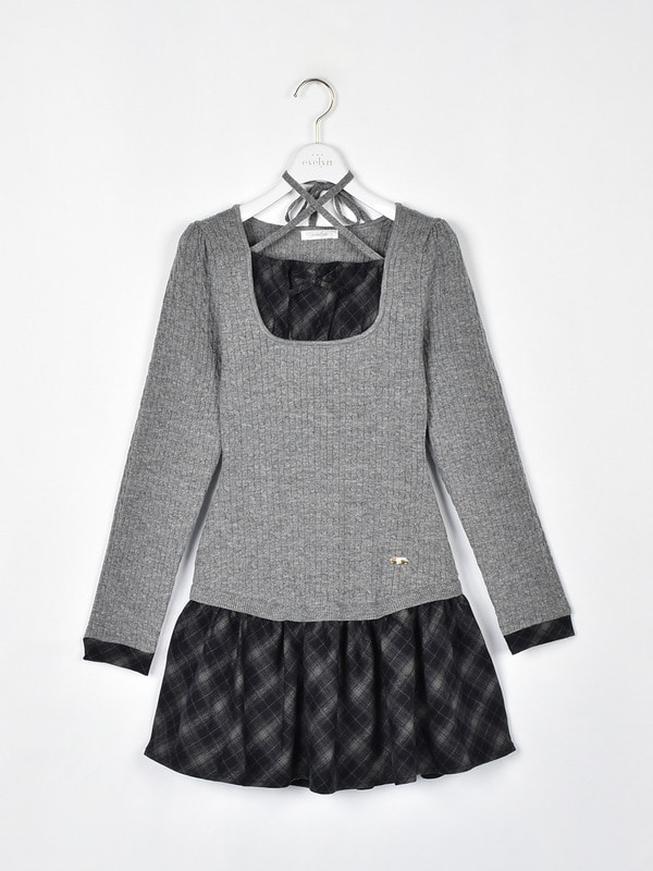 チェックドッキングニットワンピース｜evelyn（エブリン）公式通販サイト