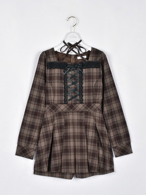 フロントリボンチェックロンパース｜evelyn（エブリン）公式通販サイト