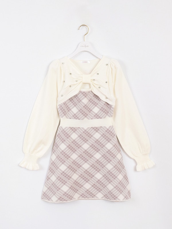 長袖チェックリボンニット｜evelyn（エブリン）公式通販サイト