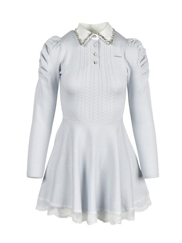 Collar Bijou Knit MIni Onepiece｜Rilly emulie （リリーエミュリ